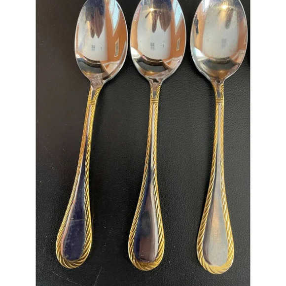 Cambridge Carlyle Gold Accents Rope Stainless Steel Tablespoons Set Of‎ 5 - Picture 3 of 6